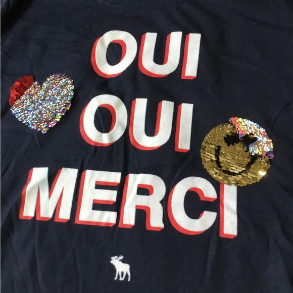 ABERCROMBIE Kids Girls size 13/14 OUI MERCI SHIRT - Picture 2 of 3